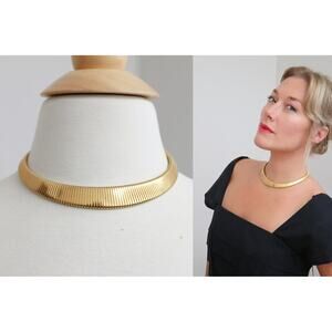 1980's Vintage Monet Gold Serpentine Omega Collar Necklace ~ 80s Women's Jewelry
